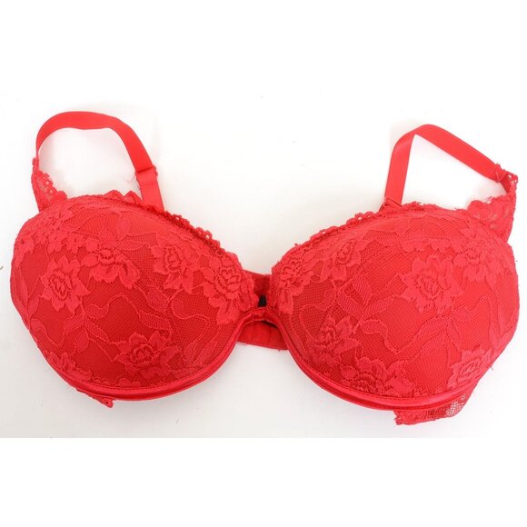 Fredericks Of Hollywood 34DD Flirt RED Lace Flirt Push-Up Cleavage Bra 54035 - Picture 1 of 6